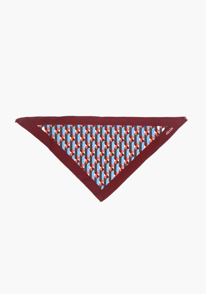 Foulard Triangle Pied De Poule Bordeaux Et Bleu - Dixie