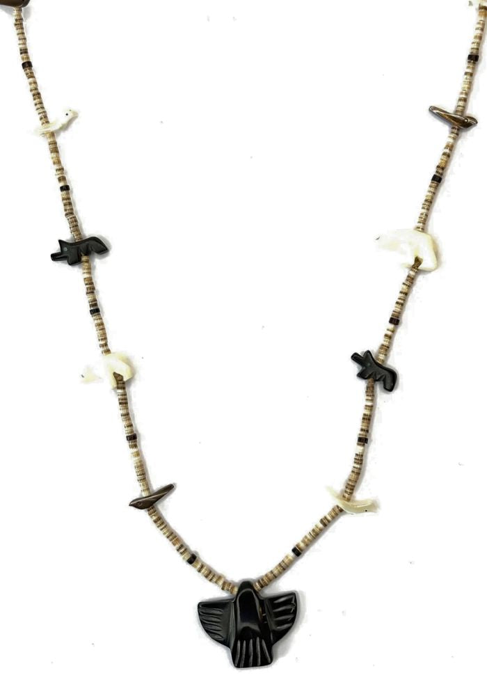 Collier Long Heishi Animaux Aigle Noir - Be By Cat