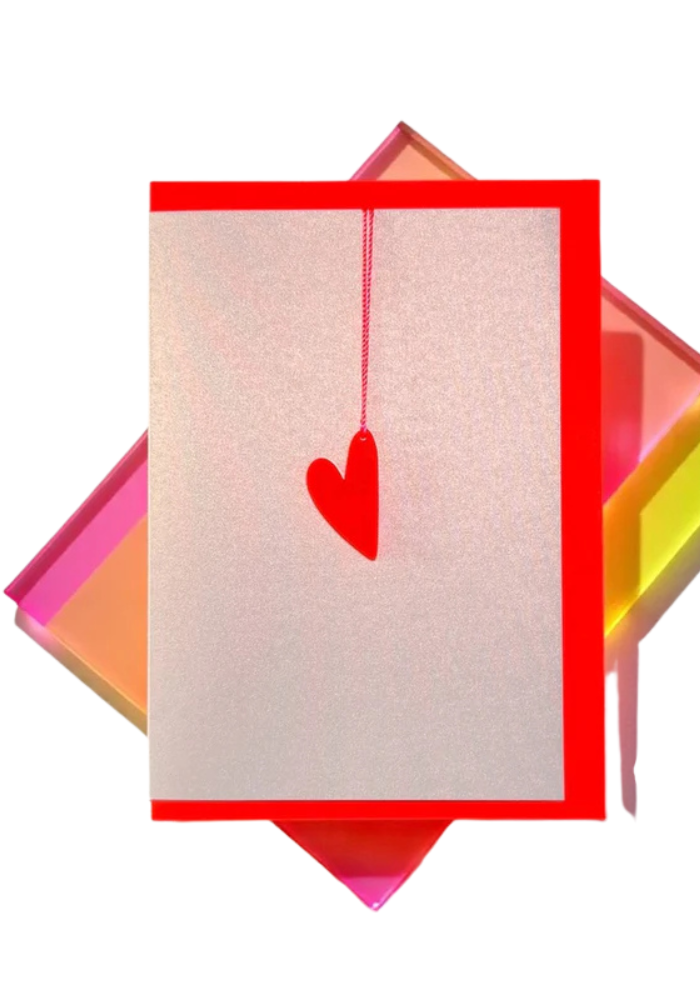 Carte Hang Me Happy Heart Neon Red - Blush