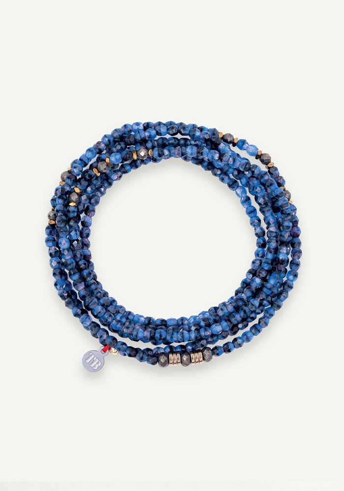 Bracelet 6 Tours Gabrielle Denim Marbré - Têtes Blondes