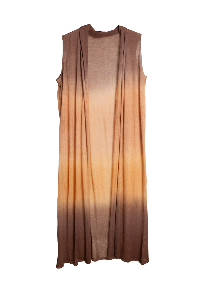Gilet Long Coat Sleeveless Sand - Mirror In The Sky