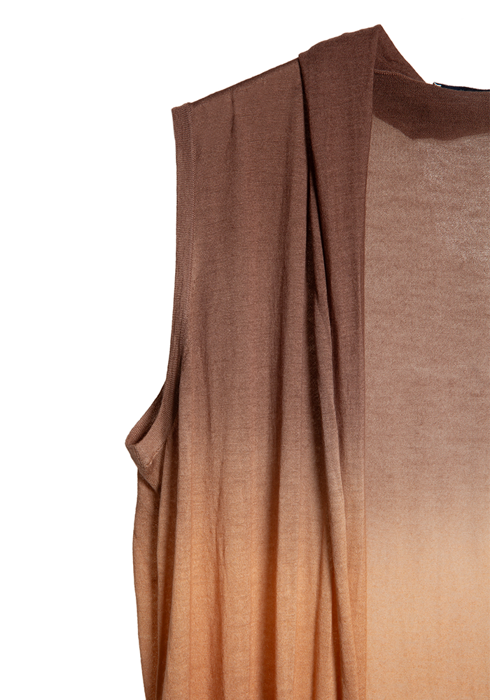 Gilet Long Coat Sleeveless Sand - Mirror In The Sky