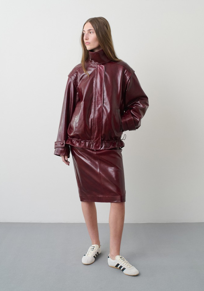 Jupe Midi Leather Bordeaux - Remain