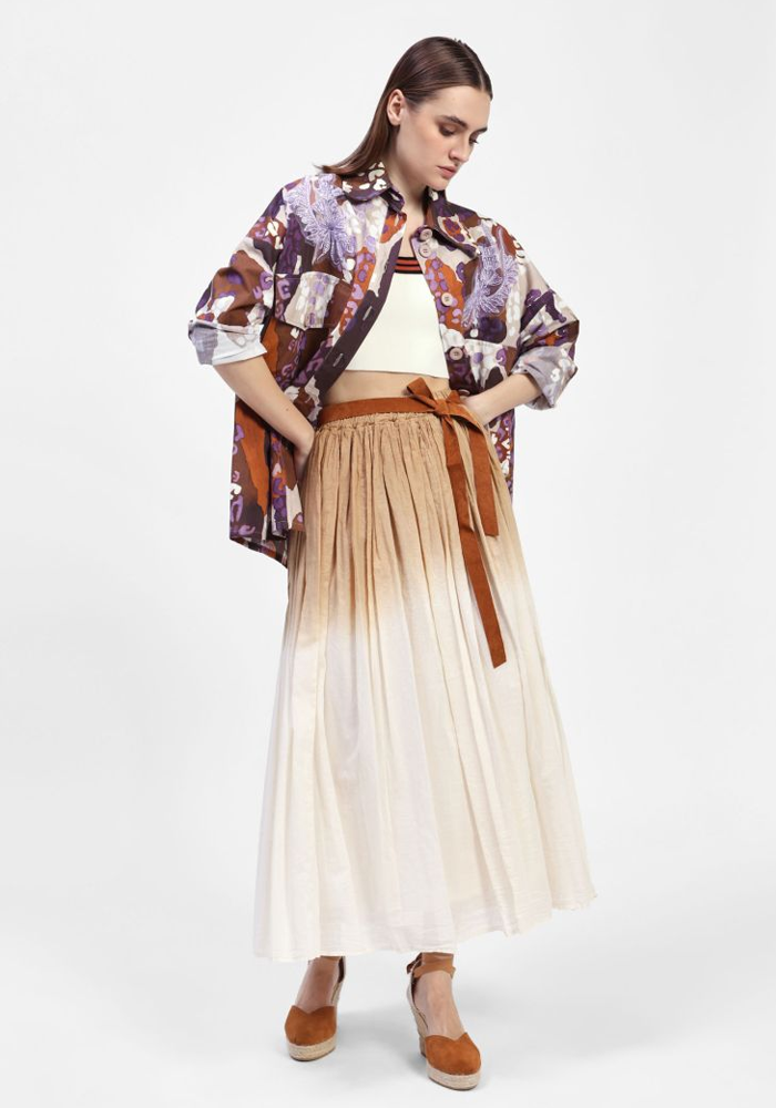 Jupe Longue Ample Tie And Dye Beige - Dixie