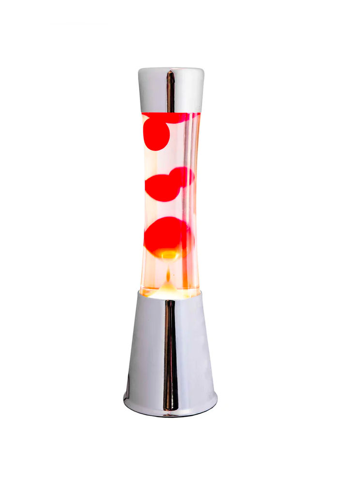 Lampe Lava Tower Rouge Et Base Chrome Argent - Blush Sélection Décoration