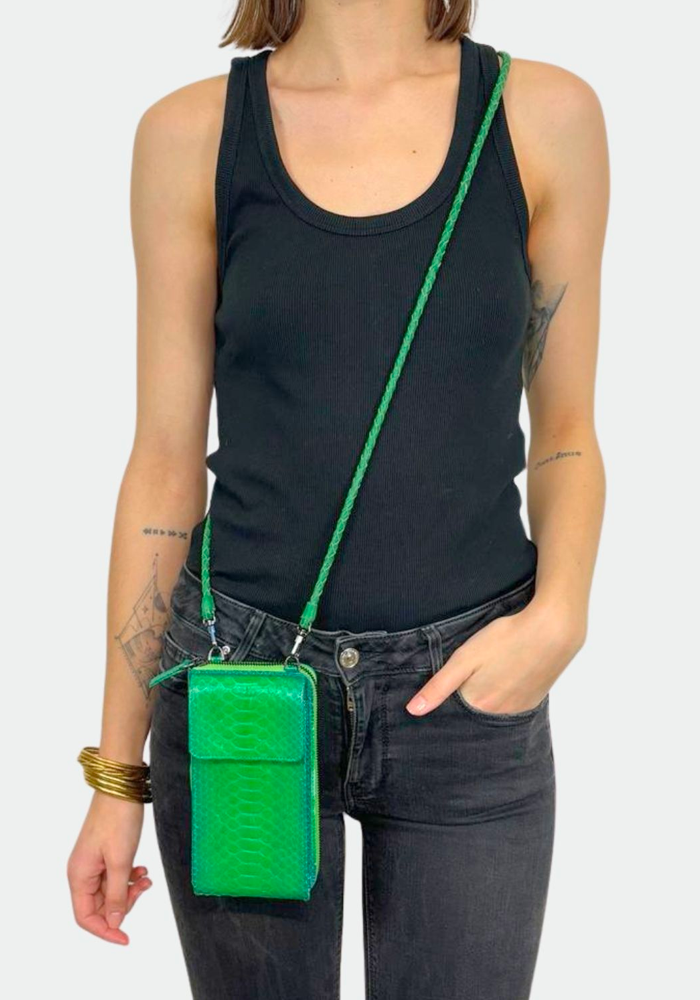 Meghan Jungle Leather Handle Pouch 