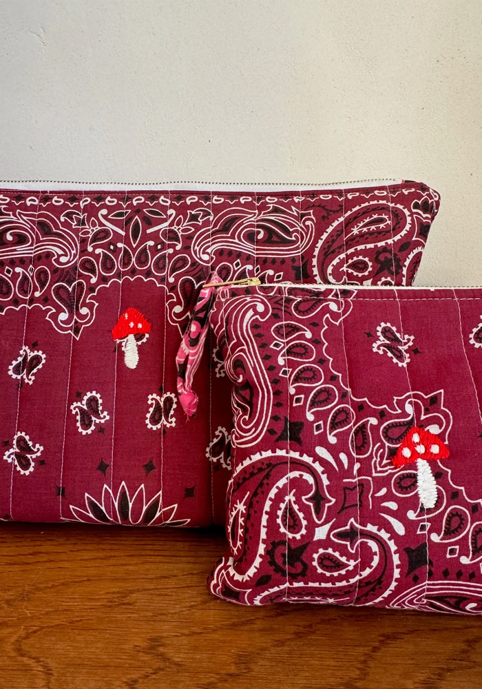 Mini Pochette Bandana Champignon Bordeaux Fuschia - Call It By Your Name