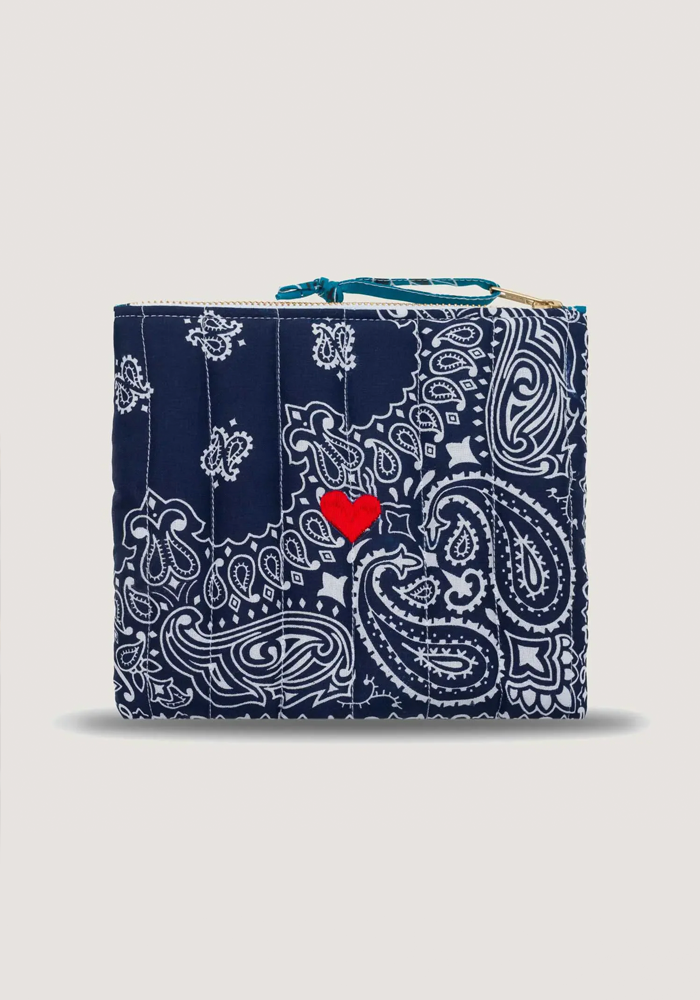 Mini Pochette Bandana Coeur Navy Pétrole -  Call It By Your Name