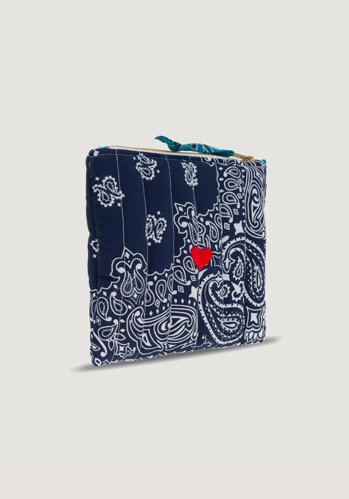 Mini Pochette Bandana Coeur Navy Pétrole -  Call It By Your Name