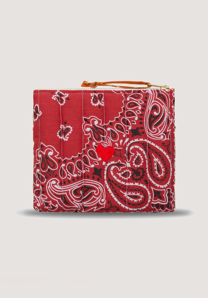 Mini Pochette Bandana Coeur Vintage Red Burnt Orange - Call It By Your Name