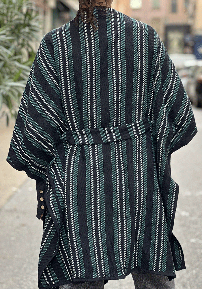 Kimono Mi Long Rayé Vert - Blush Sélection Vêtements