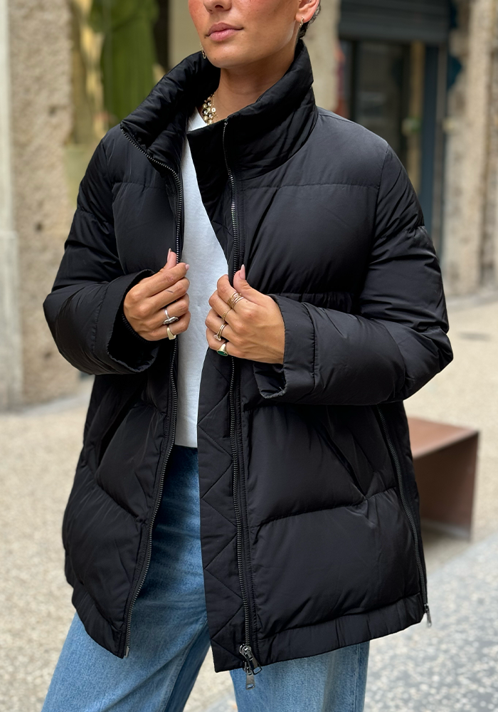 Parka Noire Avec Fourrure Marron Amovible - Lou Andrea