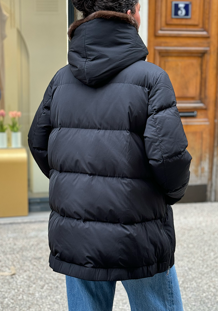 Parka Noire Avec Fourrure Marron Amovible - Lou Andrea