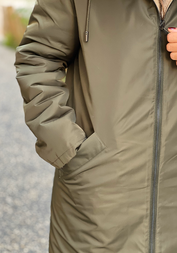 Manteau Parka Kaki Et Beige - Lou Andrea