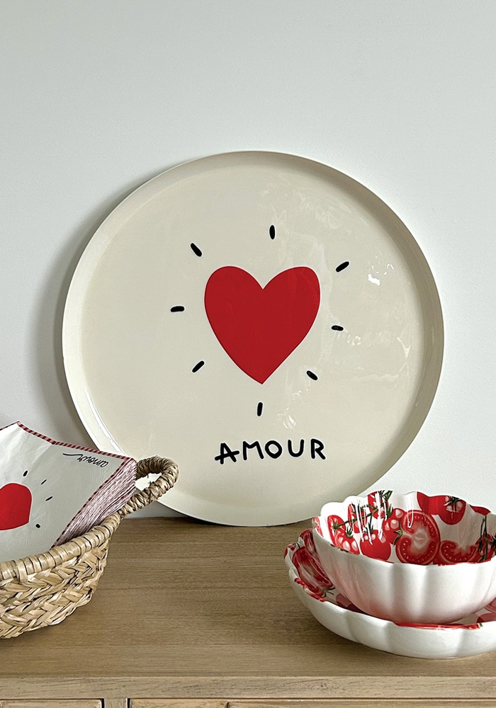 Plateau Rond Coeur Amour - Blush Sélection Décoration 