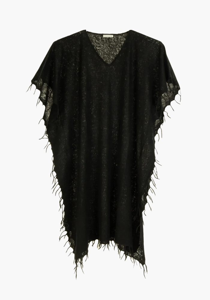 Poncho Kaftan Long Col V Noir - Mirror In The Sky
