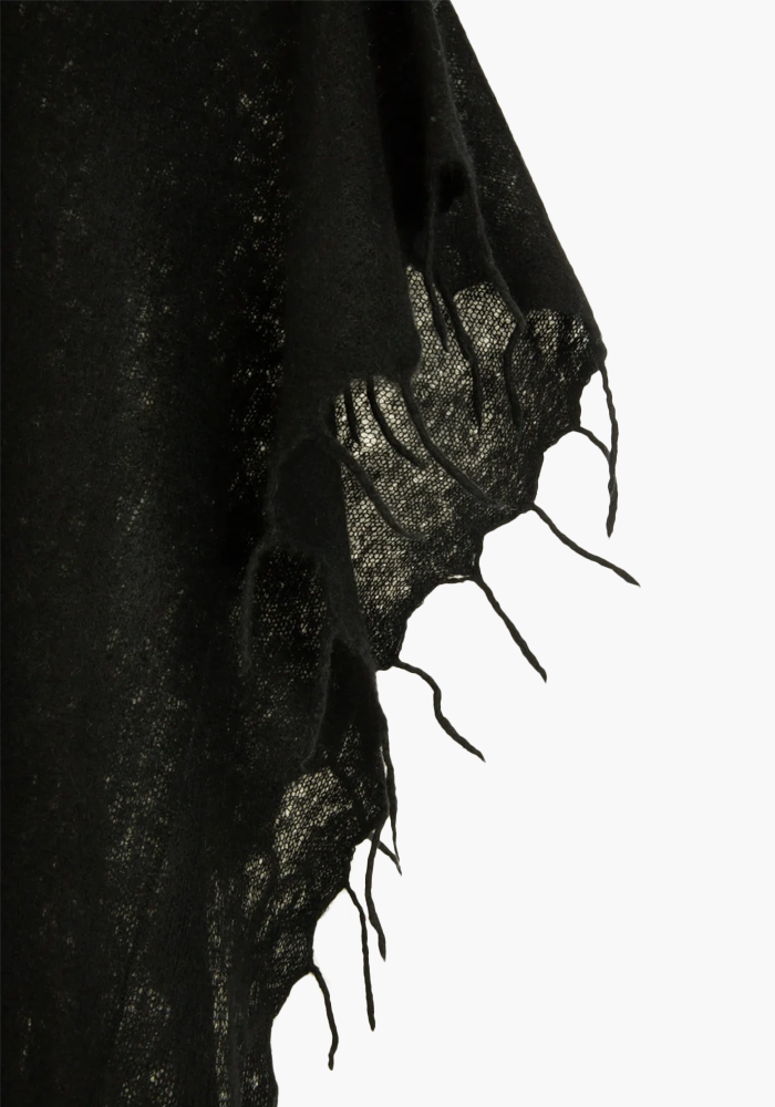 Poncho Kaftan Long Col V Noir - Mirror In The Sky