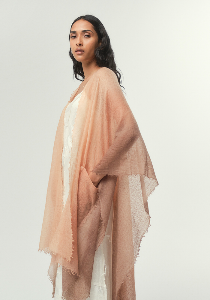 Cape Woven Semi Felted Brown - Mirror In The Sky