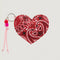 Porte-Clés Coeur Vintage Red Pale Pink