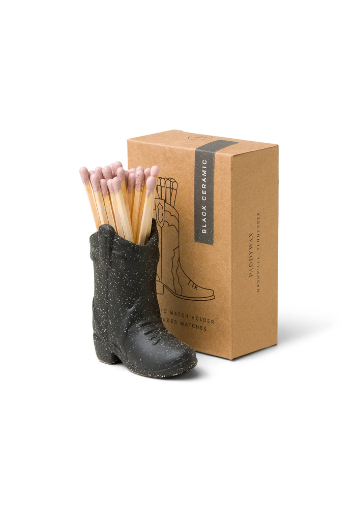 Porte Allumettes Botte De Cowboy Noire - Blush Sélection Décoration