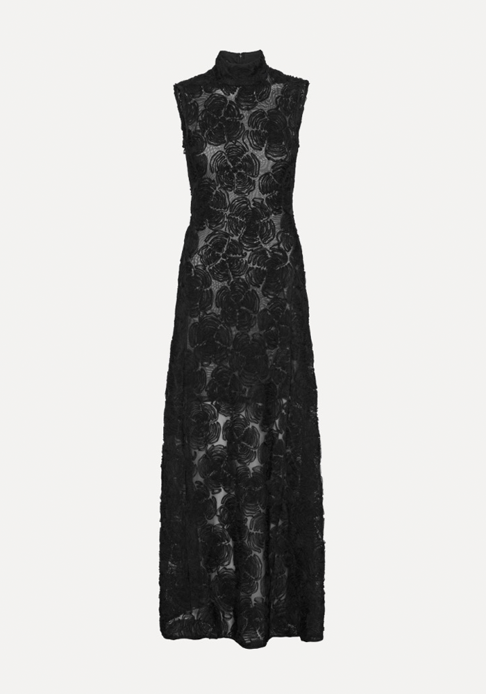 Robe Flower Mesh Noire