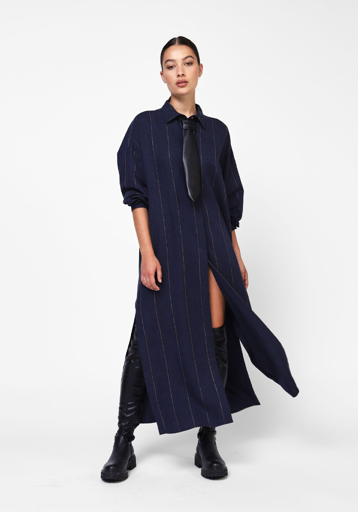 Robe Longue Effet Denim Avec Rayures - Dixie