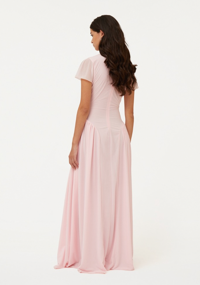 Robe Maxi V Neck Rose Pale - Rotate