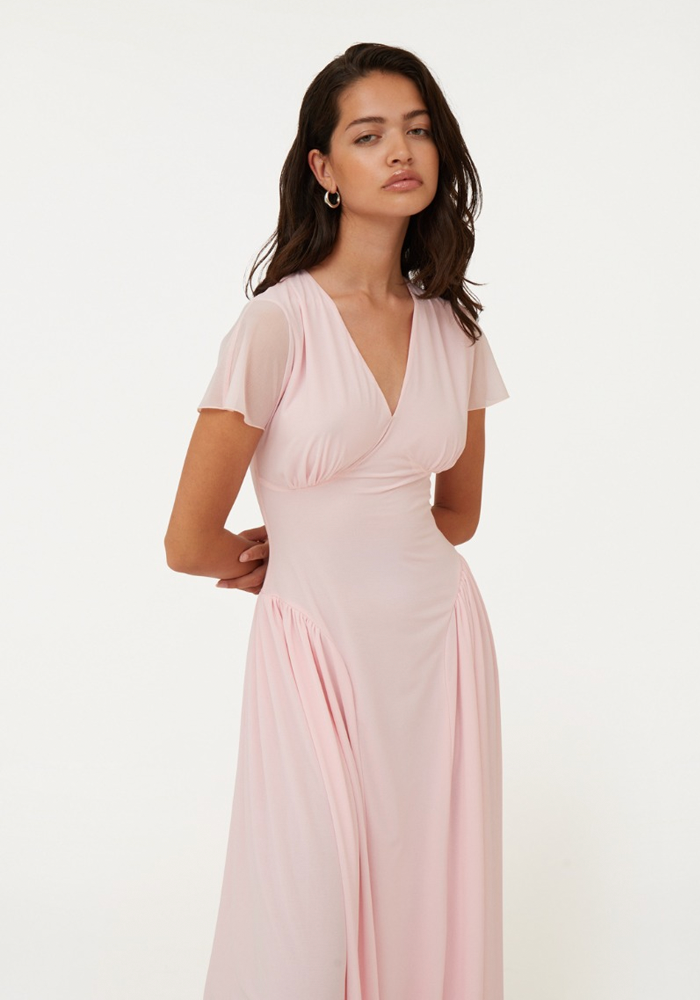 Robe Maxi V Neck Rose Pale - Rotate