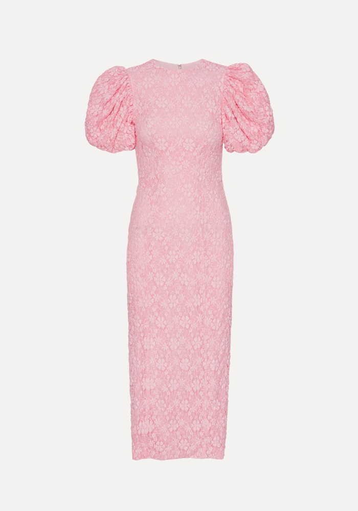 Robe Lace Midi Fitted Rose Pale - Rotate