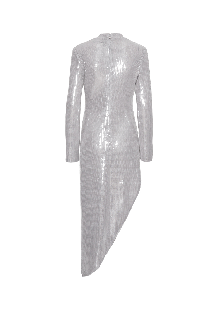 Robe Sequin Slit Sequins Gris Clair - Rotate