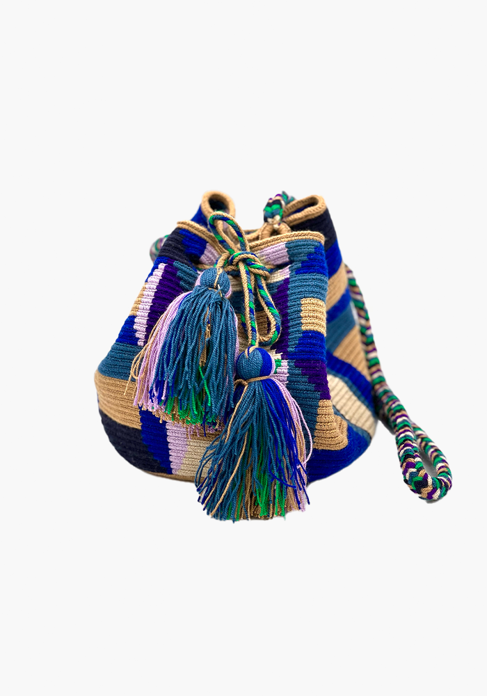 Sac Seau M Barracuda Beige, Bleu, Mauve Et Vert - Guanabana