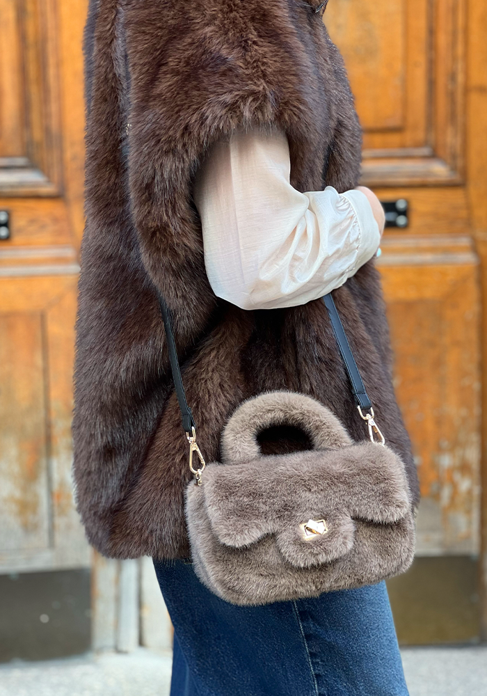 Sac Mini Fourrure Moka - Lou Andrea