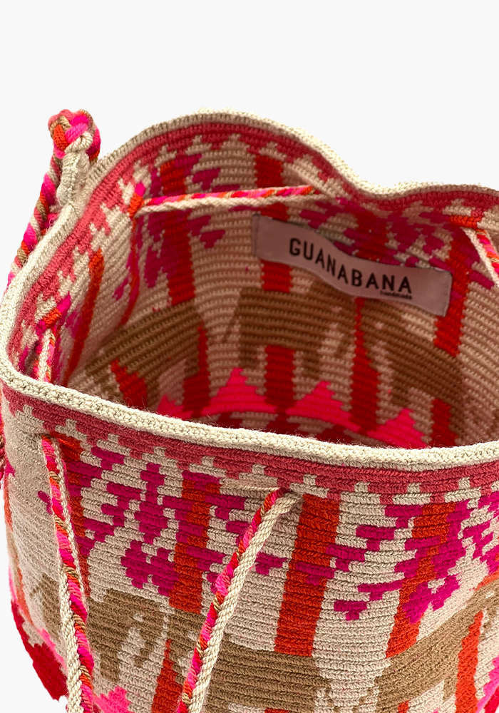 Sac Seau M Hawk Beige, Fuschia Et Orange - Guanabana