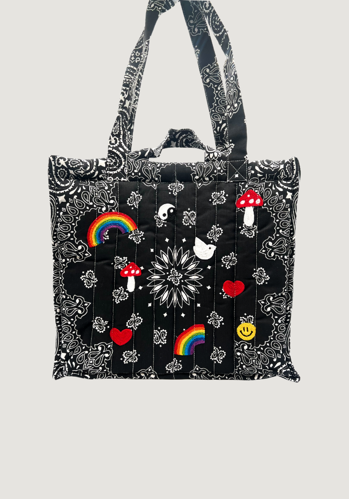 Cabas Matelassé Bandana Noir Emojis Moyen Modèle - Call It By Your Name