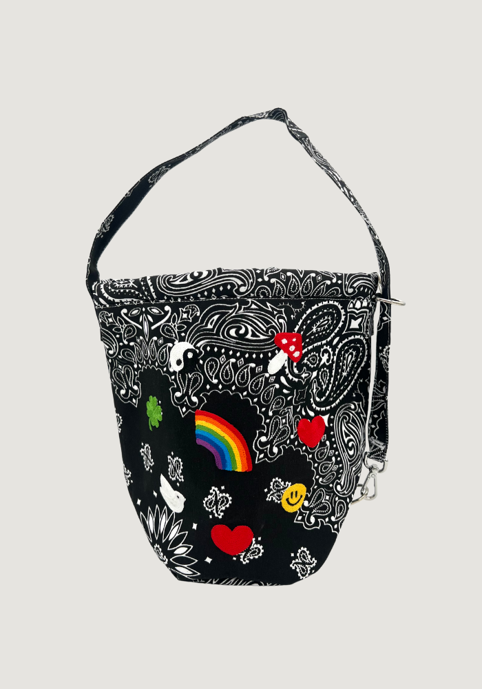 Sac Seau Brodé Bandana Noir Emojis