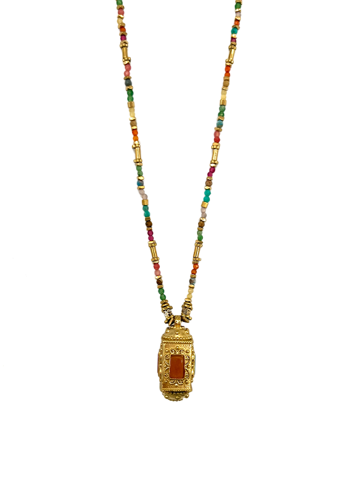  Sautoir Multi Perles Amulette Multicolore - Blush Sélection Bijoux