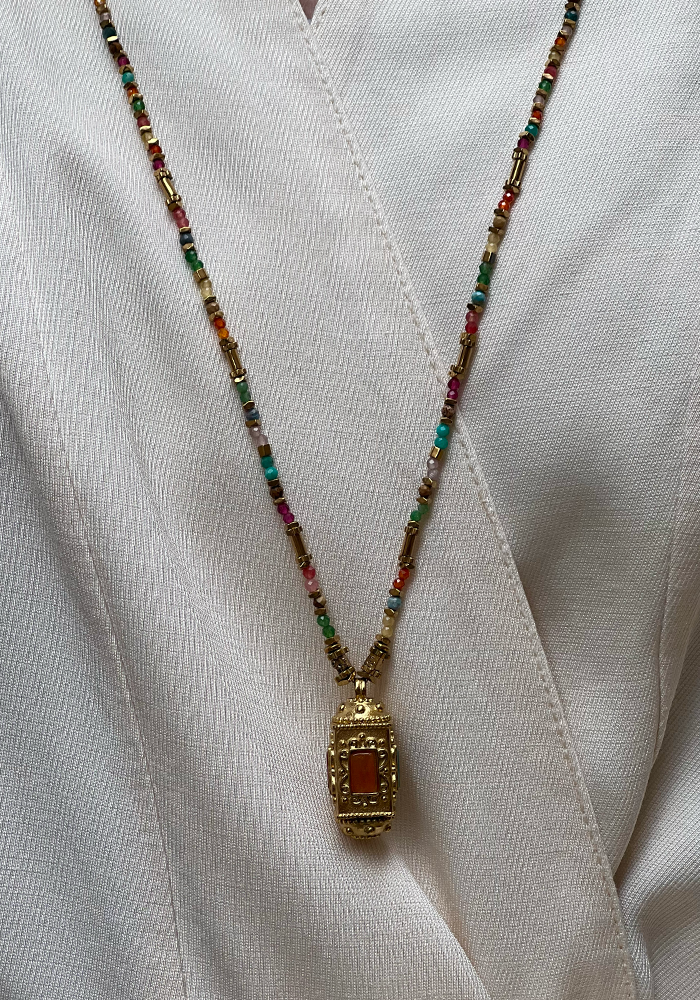 Sautoir Multi Perles Amulette Multicolore - Blush Sélection Bijoux