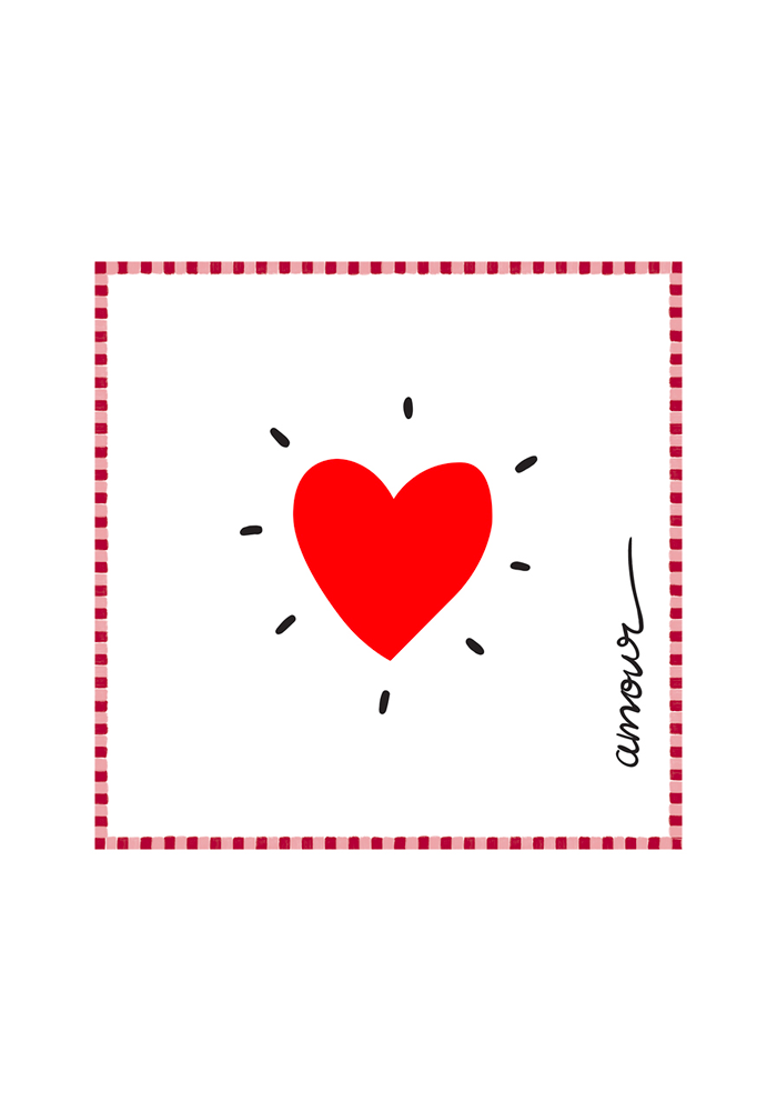 Lot De 20 Serviettes En Papier Motif Coeur Rouge