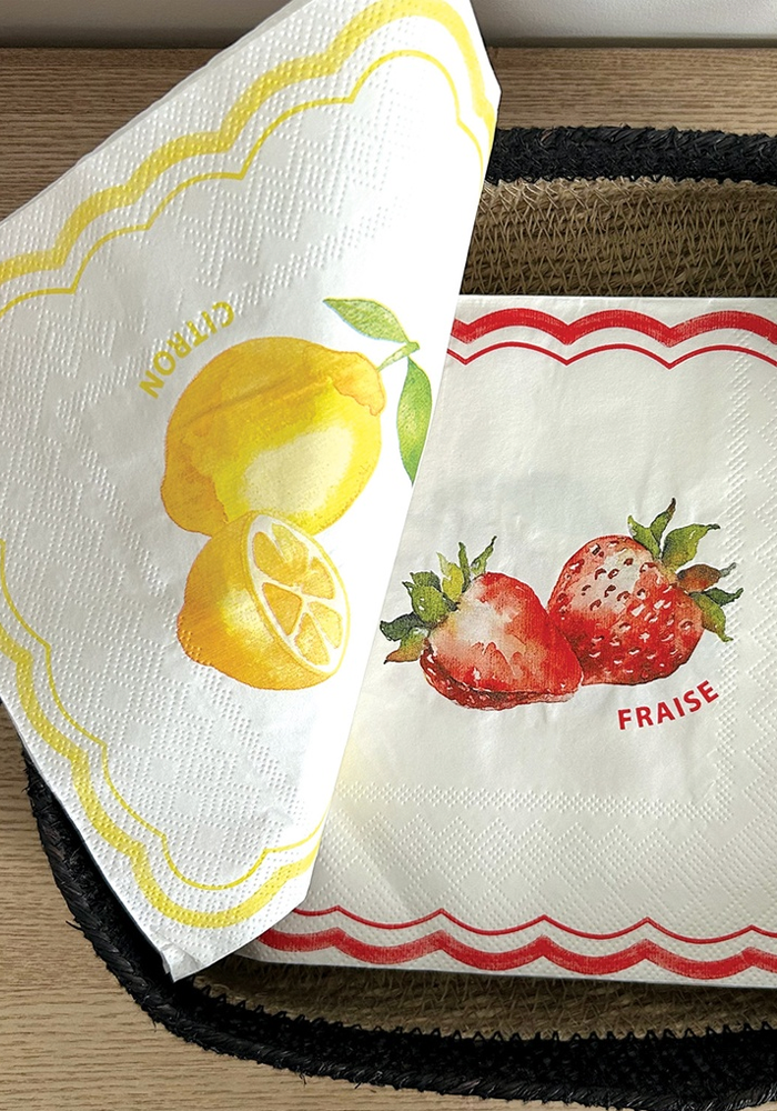 Lot De 20 Serviettes Papier Fraise Et Citron - Blush Sélection Décoration