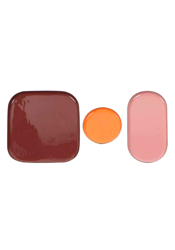 Set De 3 Plateaux Emaillés Orange Rose Et Marron - Blush Sélection Décoration