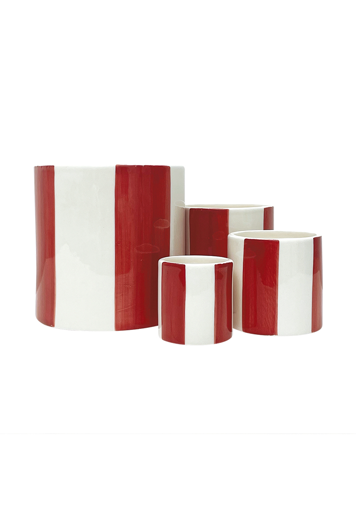 Set De 4 Pots Rayés Rouge - Blush Sélection Décoration