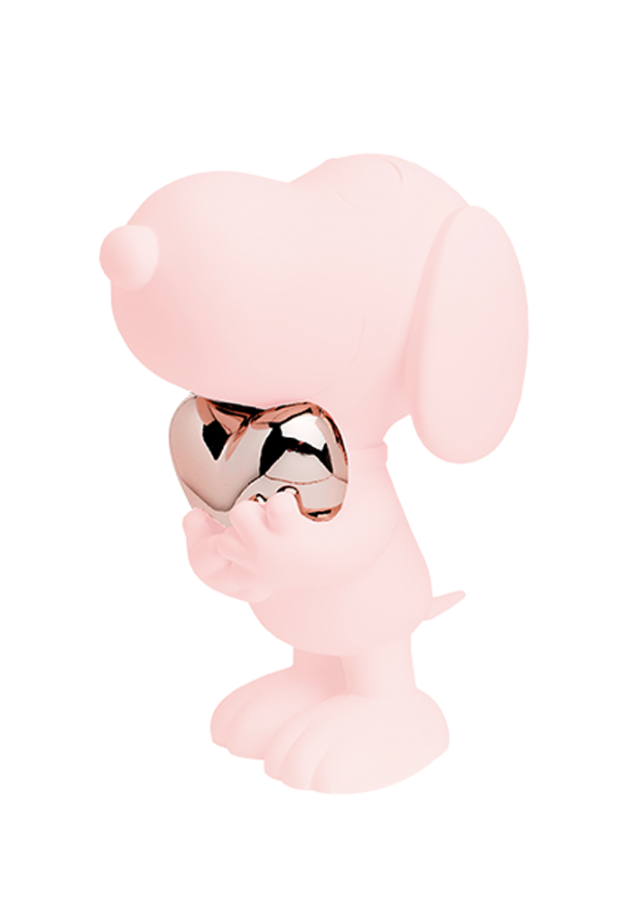 Snoopy Coeur Rose Mat Et Coeur Chromé Rose Gold - Leblon Delienne