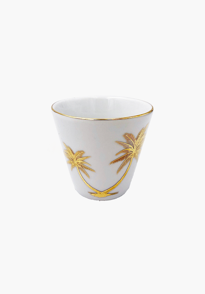 Tasse En Porcelaine Palmier Double Doré