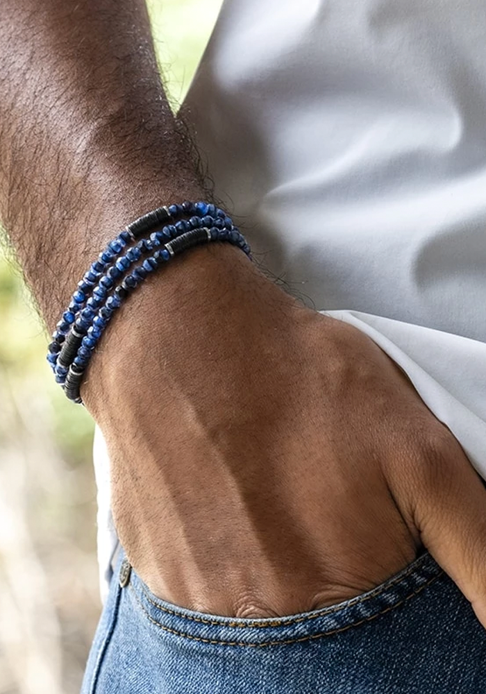 Bracelet 3 Tours Ou Collier Gentleman Denim - Têtes Blondes