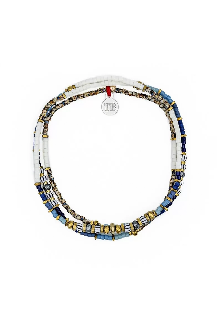 Bracelet 3 Tours Ou Collier Wave Slim Bleu - Têtes Blondes