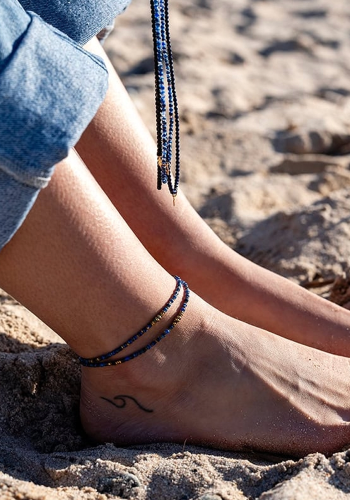 Bracelet 3 Tours Ou Collier Ocean Denim - Têtes Blondes