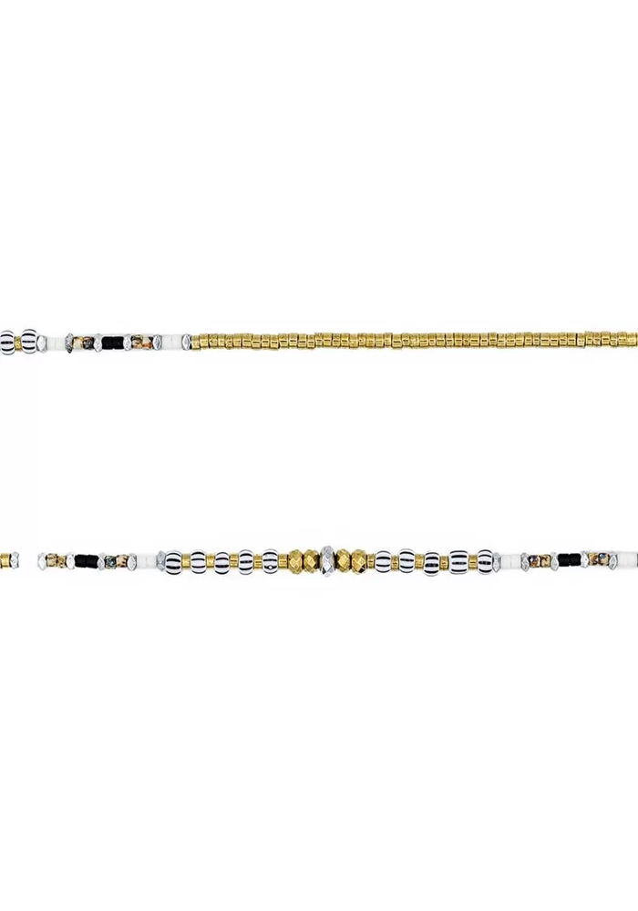 Bracelet 6 Tours Ou Sautoir Alice Slim Gold Et Coconut - Têtes Blondes