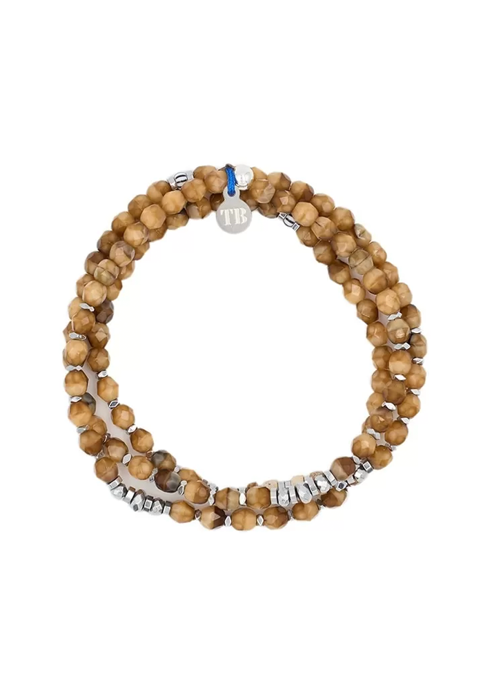 Bracelet 3 Tours Ou Collier Gentleman Caramel Et Silver - Têtes Blondes