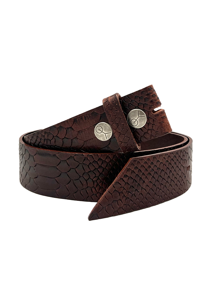 Tige De Ceinture Cuir Preto Python Marron - Yolete