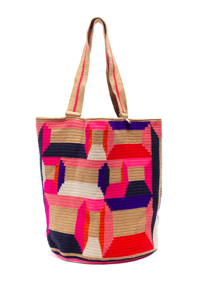 Tote Bag Barracuda Rose Fluo, Rouge Et Violet - Guanabana